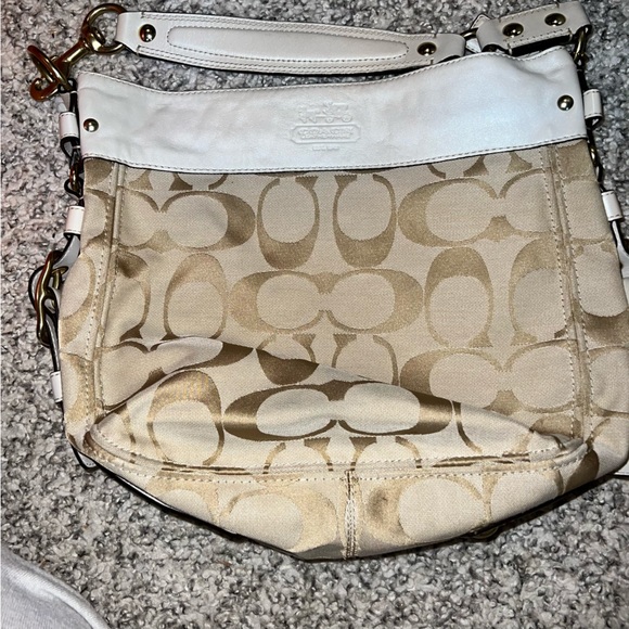 Coach purse tan and white - Picture 1 of 3
